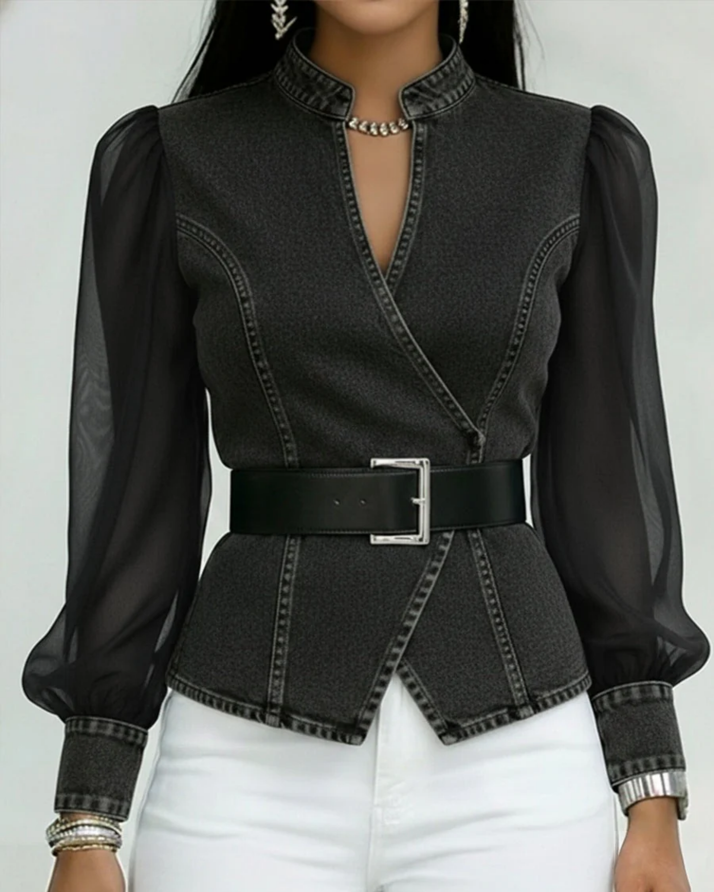 Blouse Portefeuille en Jean